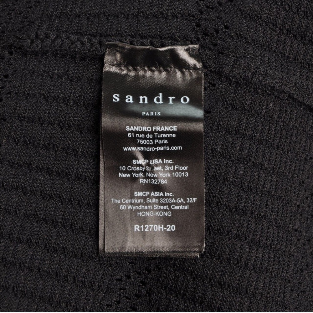 Sandro Paris Carmen Women’s Black Knit Stretch Sweater Dress Fluted Cuffs Sz S - Picture 13 of 16